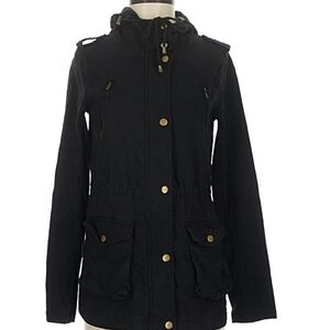 Love Tree Black Utility Jacket with Gold Accents